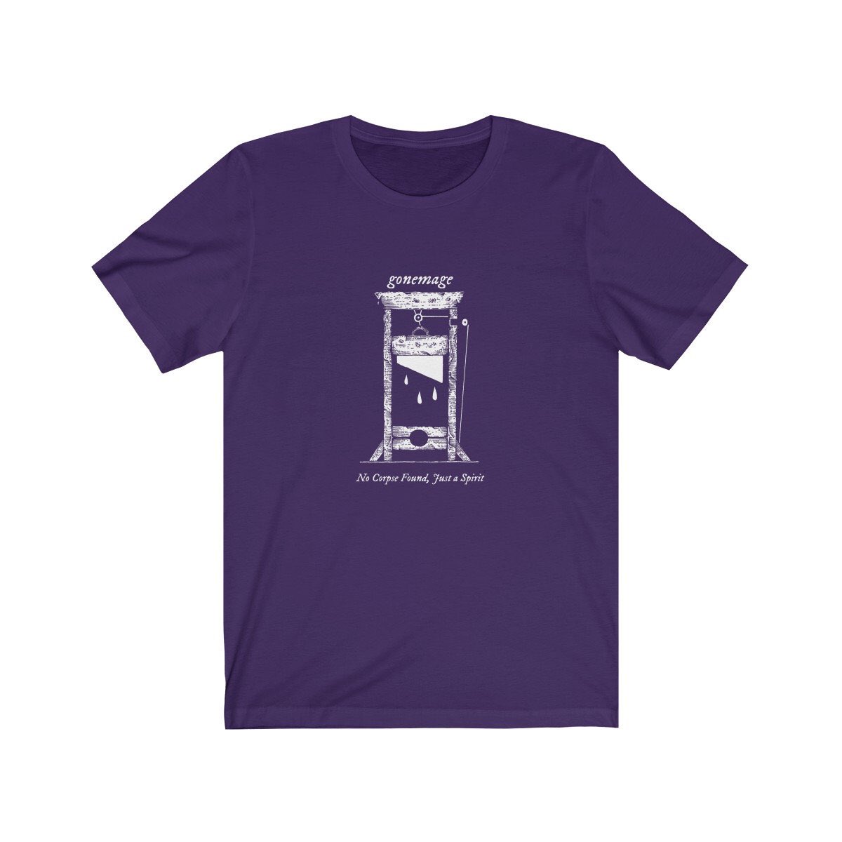 gonemage's tweet photo. https://t.co/lWssTsqSYz 1 of the new shirts to coincide with the new Gonemage album ‘Sudden Deluge’ (11/19/21).
No Corpse Found, Just a Spirit. Guillotine design by sz_illustrations — Printed on Bella Canvas shirts. #gonemage #blackmetal #chiptune https://t.co/zzqwMzZFNe