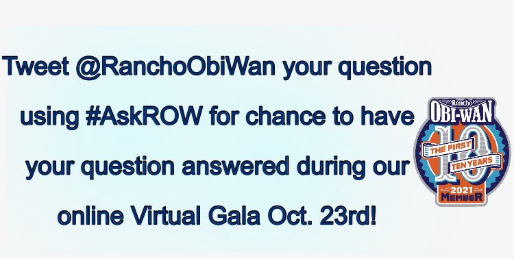 RanchoObiWan's tweet photo. Have a #StarWars question for us? ➡️Subscribe to our Virtual Museum to enjoy our Virtual Fundraising Gala 10/23 from 1-4pm/PT and you could have your question answered by @SteveSansweet! Subscribe now and #AskROW 😃https://t.co/0HSHD4yqeI  #StarWarsMuseum #ThankYouForYourSupport https://t.co/huvUwv5hlP