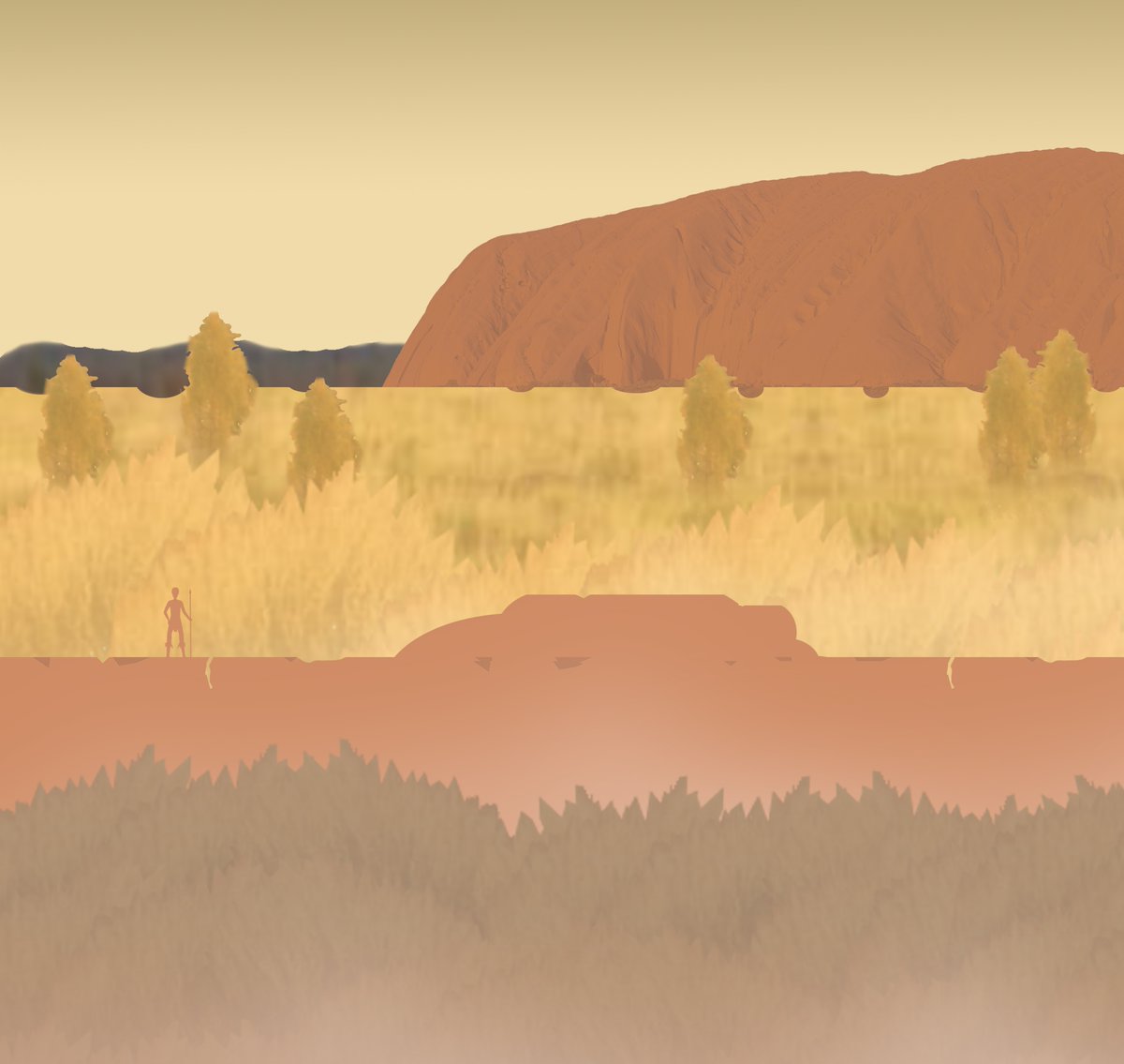 Starting to look a little more #AustralianOutback

Can you name of that big rock?

#indiedev #indiegame #gamedev #Koalamity #photoshop #australia #uluru #madewithunity