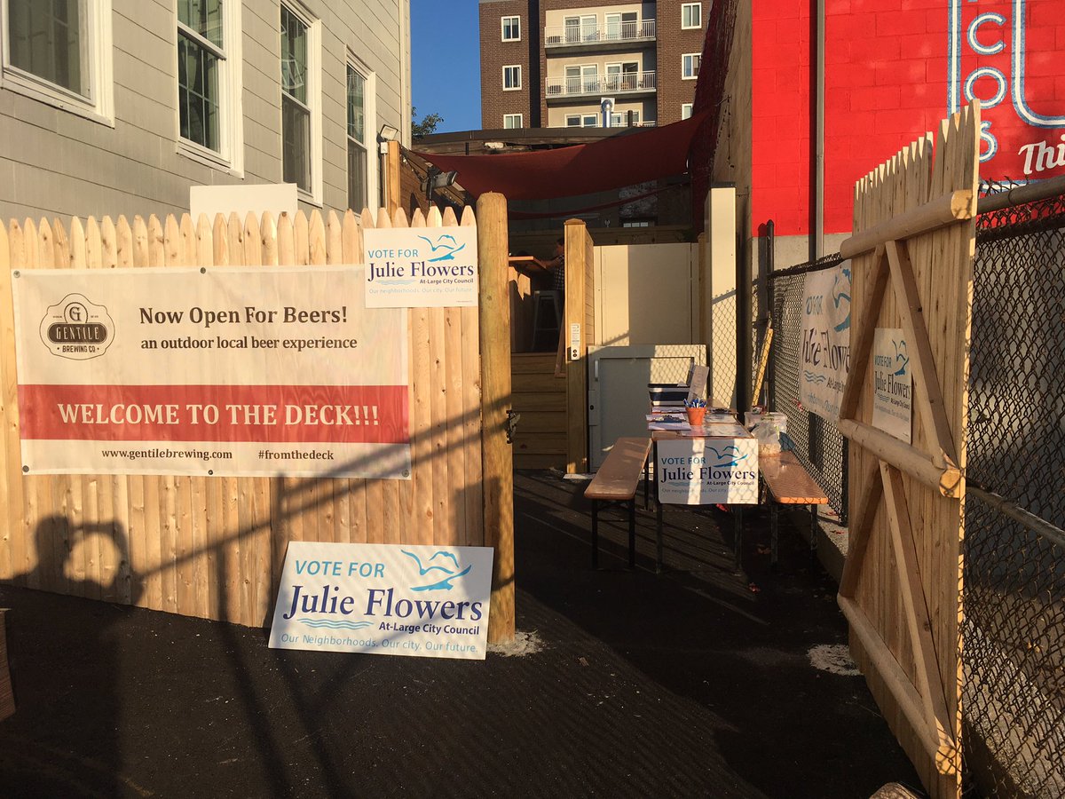 julieforbeverly's tweet photo. Come join us on the back deck at @gentilebrewing from now until 7 p.m. for good conversation, to meet Julie, and enjoy a beautiful evening outside! 🍻 

#julieforbeverly #beverlyma #community #dropinhours #communityconversations #gentile https://t.co/Cg53QMx4uo