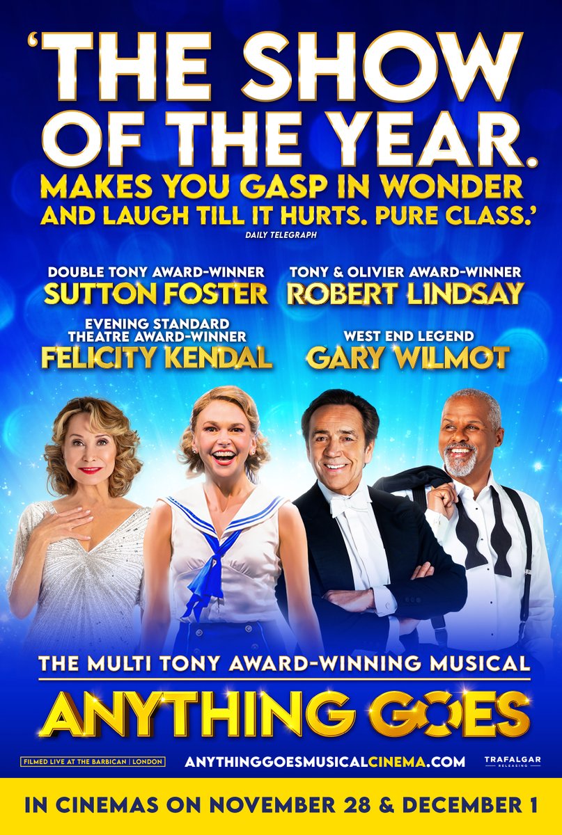 Don’t miss Anything Goes,when it sails into cinemas nationwide. Filmed live at the Barbican in London, this new 5-star production of the classic musical comedy features an all-star cast. Tickets on sale now @ wtwcinemas.co.uk/film/anything-…