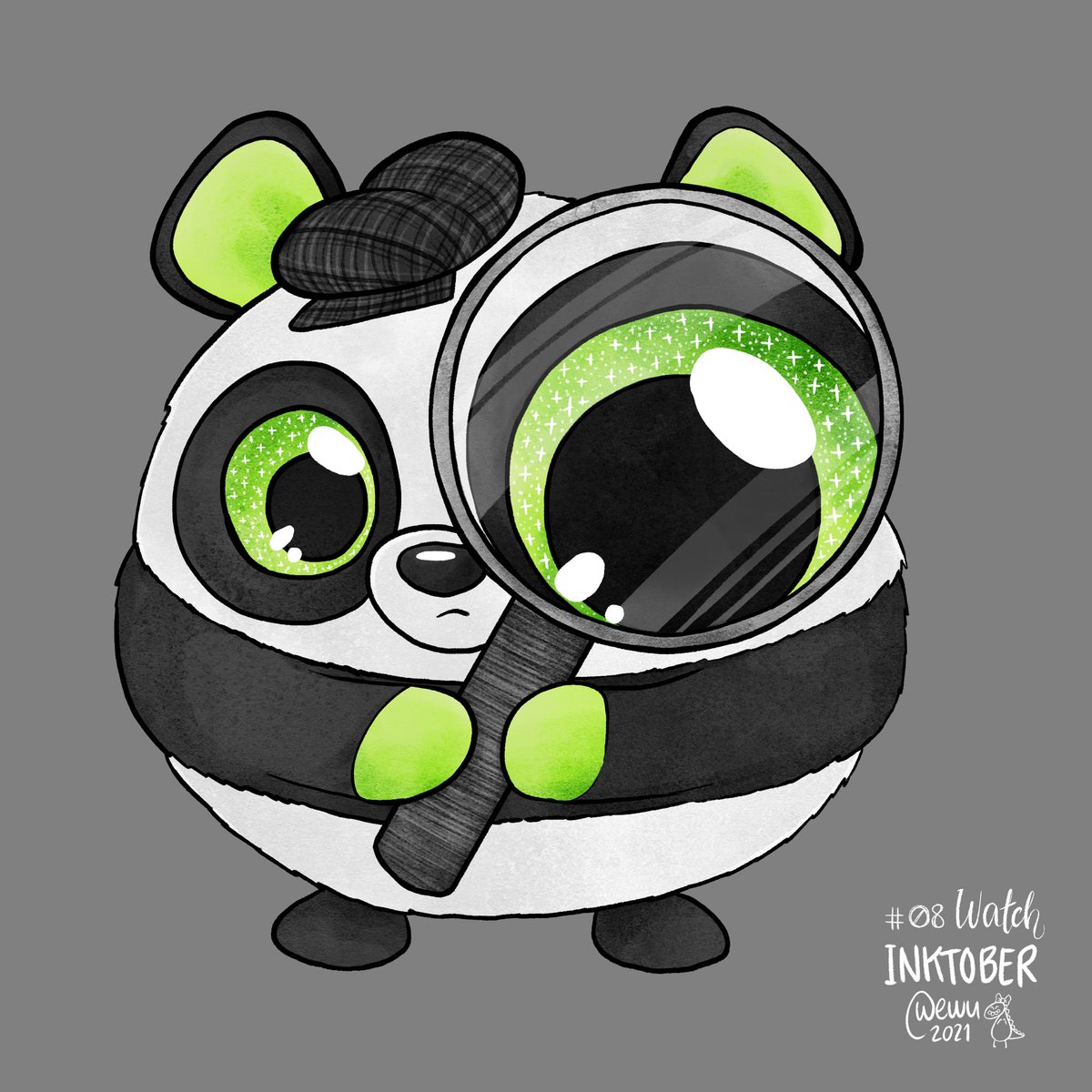 Wenkula's tweet photo. WATCH - Mitähän Kakkapallo mahtaa löytää? 🔎💜🐼 #Inktober #inktober2021 #inktober2021day8 https://t.co/JzHc88AeJQ
