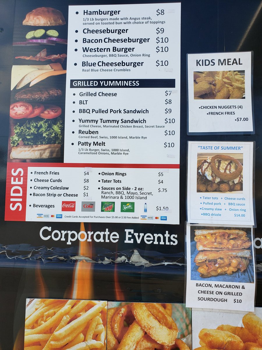 MPCheesecake's tweet photo. Stop by tonight before 8p! We have 2 food trucks here plus Camp Cheesecake! Here's the menus. Also @TheCaveCafe is putting a portion of sales to an Africa mission. And Yummy Tummy is here too! 
>3359 Gorham Ave, St Louis Park 55426
#food #TastyThursday https://t.co/cOn3XrqLEf