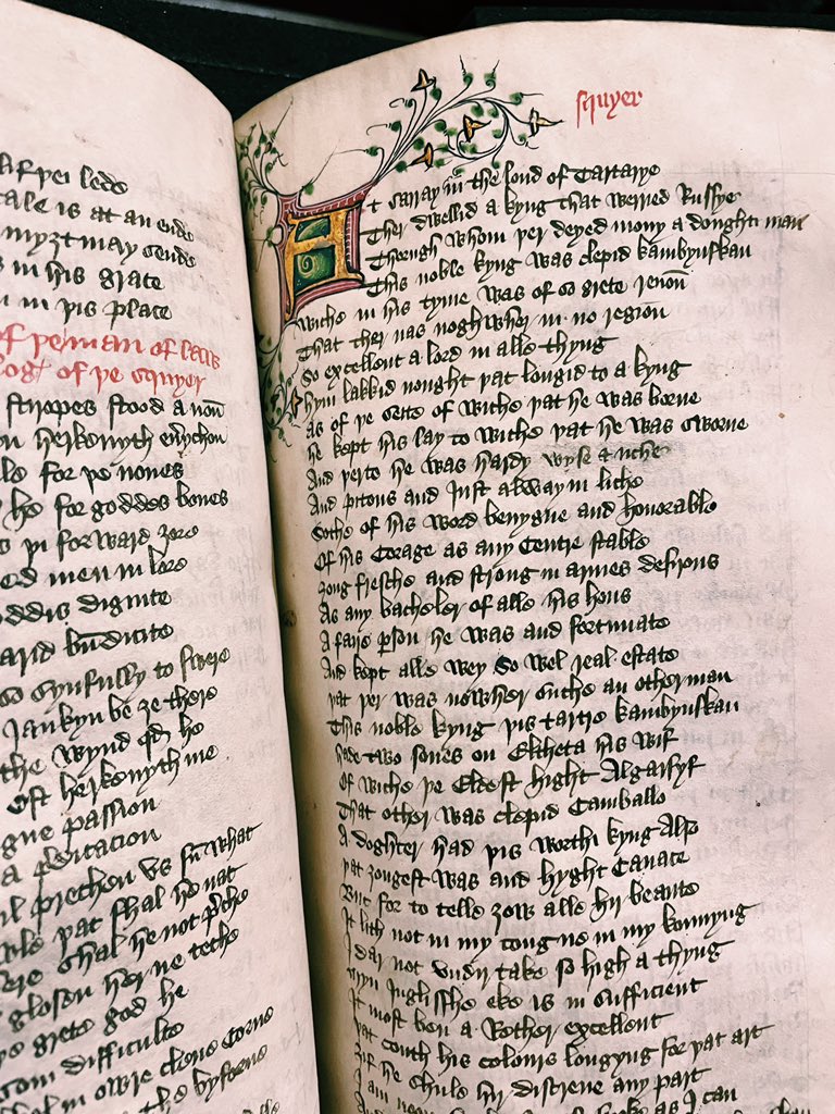 A 15th century copy of Chaucer’s  #CanterburyTales (still shiny) #medieval #manuscript