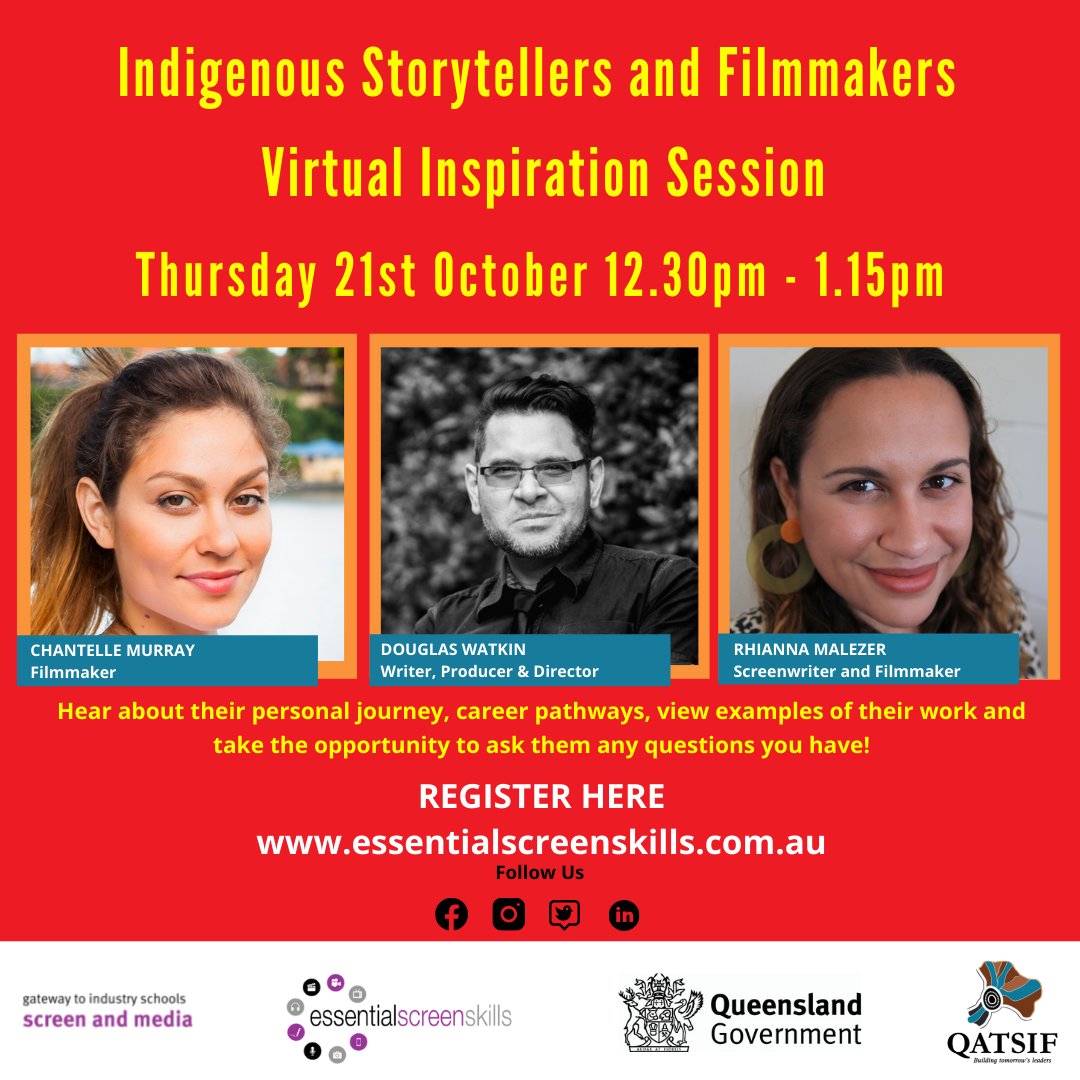 #Essentialscreenskillsqld is proudly partnering with the #qatsif on this event! REGISTER NOW @ essentialscreenskills.com.au
#indigenousfilmmakers #filming #filminginqld #screen #screenindustry #television #media #filmmaker #filmmakers #youngfilmmakers #storytelling #content