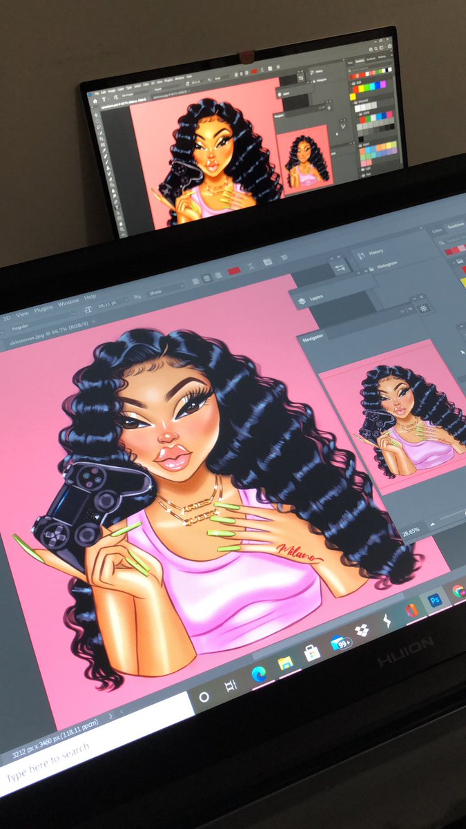 This is my first time drawing a girl with a game controller! I think I did a pretty good job! #commissionsopen #Commission #prettygirl #blackart #hair #makeup #art #nailset #gamer  😁😁