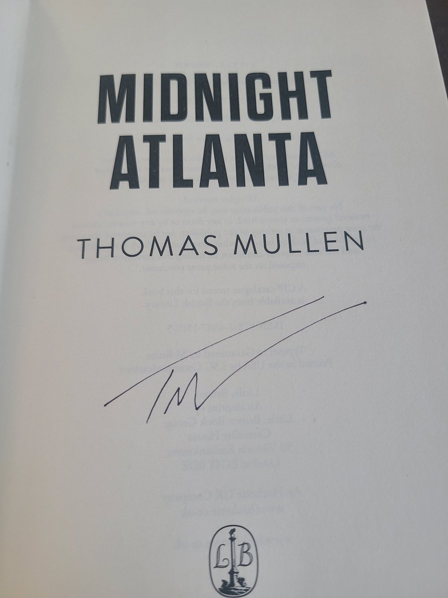 Shoutout to @acappellabooks books for the signed copy of Thomas @Mullenwrites's new novel 'Midnight Atlanta.'