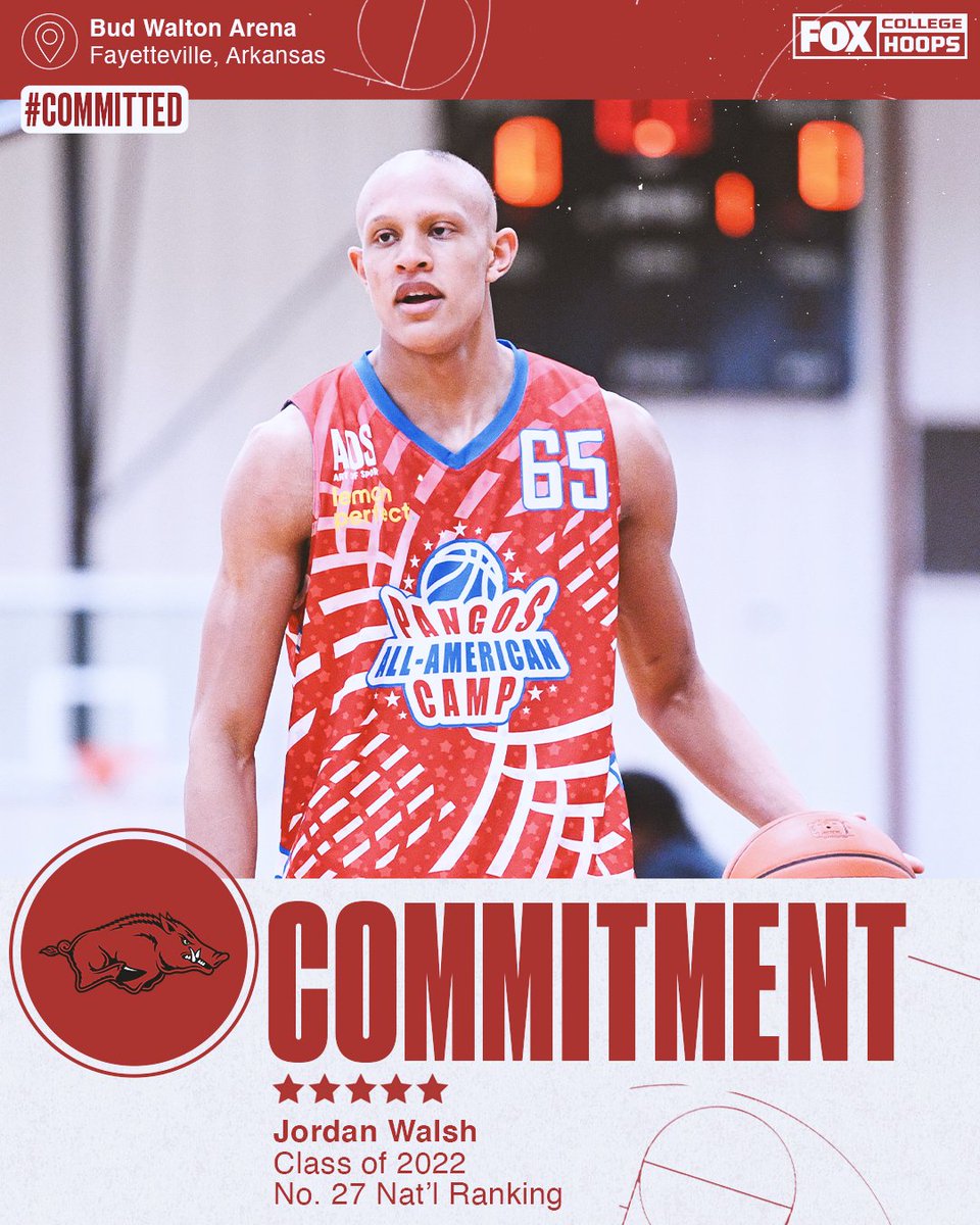 CBBonFOX's tweet photo. WOO PIG 🐖 

@EricPMusselman and @RazorbackMBB landed their second 5 star of the Class of '22: Jordan Walsh 🔥🤩 https://t.co/BcZFAOGcdw