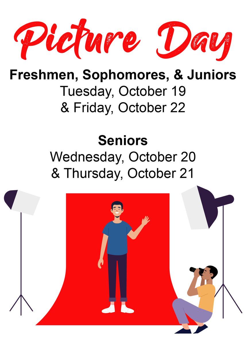 lobo_pride's tweet image. 📷 Student portraits will be taken October 19, 20, 21, &amp;amp; 22. Please see attached schedule for specific dates and times. 📷