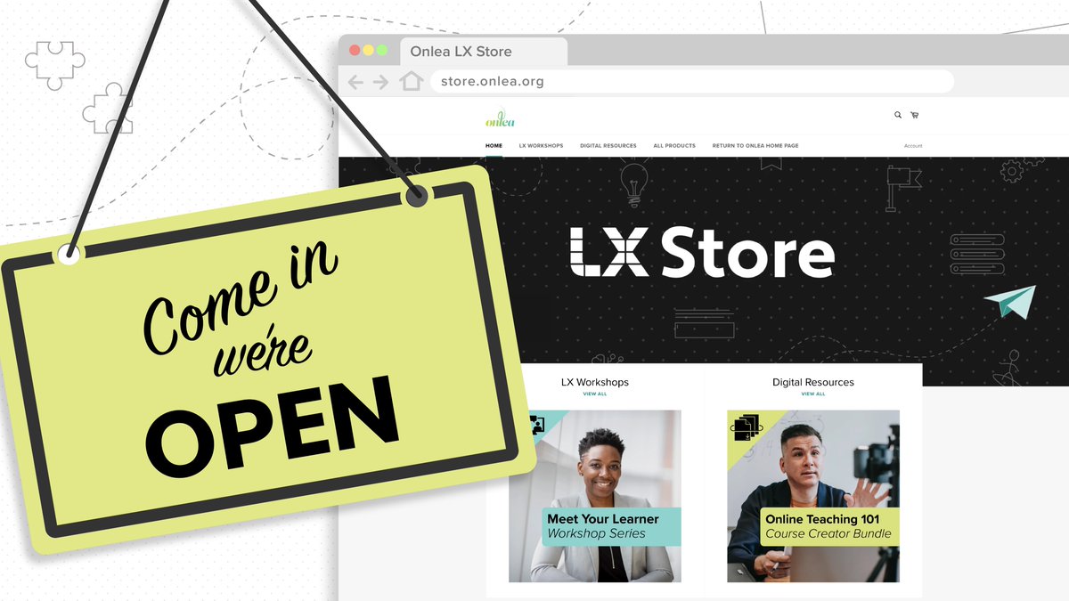 onlea_org's tweet photo. Today we are excited to announce more ways you can work with us with the opening of the Onlea LX Store. 

For course creators by course creators - Discover workshops and digital resources.

https://t.co/pCN0RA6rqD

#learningexperience #lxdesign #coursecreators #remotelearning #lx https://t.co/r7ynSnK9IP