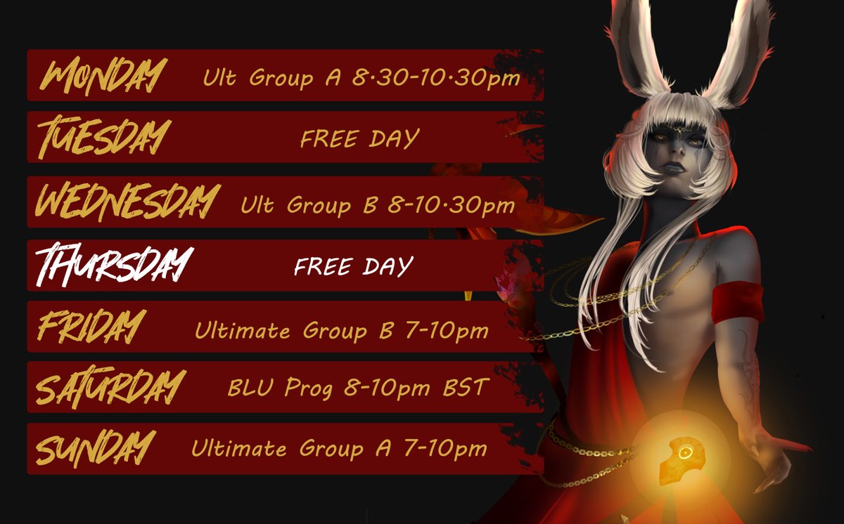 TwoSecondDork's tweet photo. 🌟18th Oct - 24th Oct🌟
Ever wondered when to catch my XIV streams? Well, here's this weeks schedule!
If you're looking to support a smaller streamer, rock on in and enjoy my multiple deaths and crying to 'why am I playing SMN'
#VTuberEN #ENVtuber #VToon #SupportSmallStreamers https://t.co/ExehNAvs3X