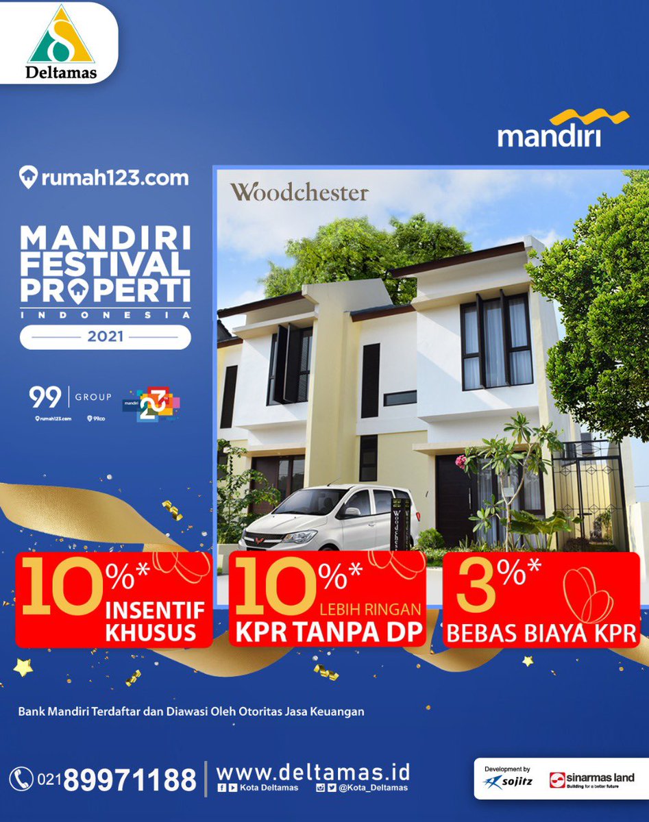 Kota_Deltamas's tweet photo. Dapatkan penawaran promo KPR WISH FOR HOME di Mandiri Festival Properti Indonesia 2021 periode 01 Oktober s.d. 31 Desember 2021
Info : 021 8997 1188
*SKB
#Deltamas #WishForHome #SinarMasLand #BuildingForABetterFuture #Woodchester #Cikarang #Bekasi https://t.co/6EAbqdmoZ0