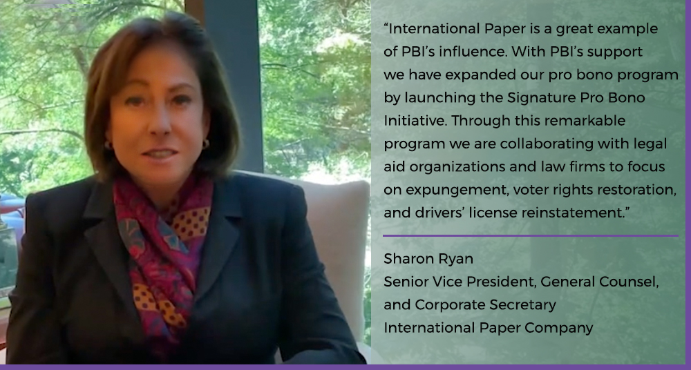 ProBonoInst's tweet photo. Thanks to #PBIAwardsGala2021 Co-Chair @IntlPaperCo Sharon Ryan. https://t.co/G5TwQv50Xj
