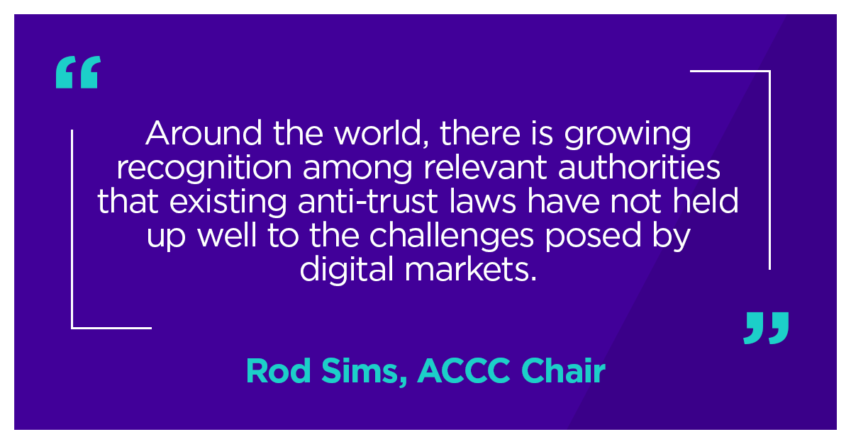 acccgovau's tweet photo. Australia's merger laws need updating to face the competition challenges posed by digital markets. Read more: https://t.co/pOC0FQshIf https://t.co/4B9C3iBsOo