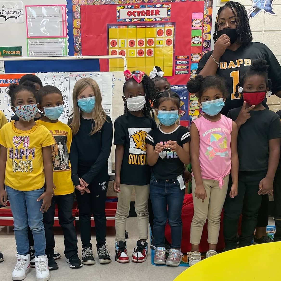 JMES staff and students showed off their <a href="/uapbinfo/">UAPB Official</a> community support by having Black and Gold Day! #pinebluffstrong #community #StakeholdersSupport #UAPB #homecomingweek21
#HBCUPRIDE