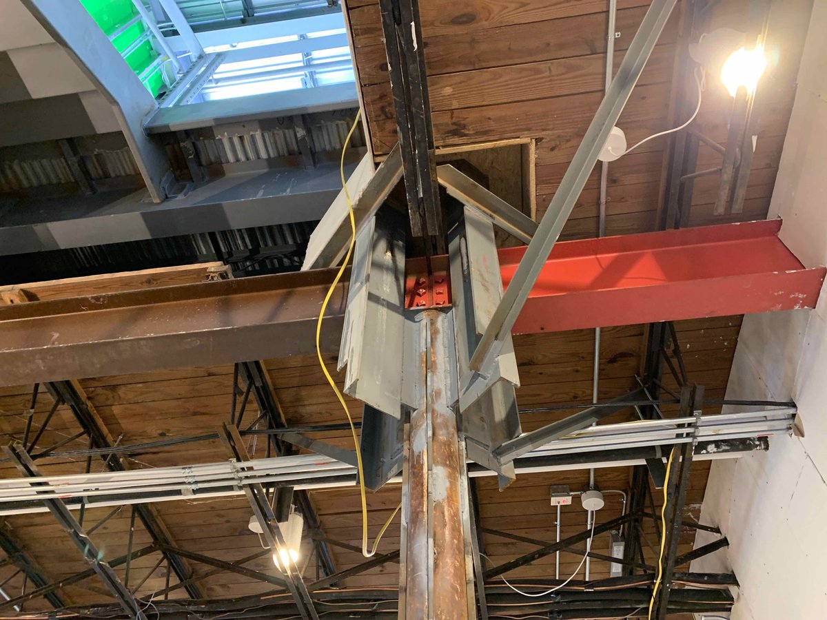 DeruckiCC's tweet photo. Raise the roof or the 2nd level! This #adaptivereuse project for @FieldsHowell required a tricky interior column custom built to support upward expansion in @WMidtownAtl #DeruckiConstruction @atlconstruction #generalcontractor #legalbuilding #generalcontractor #construction https://t.co/ZHg6JqHoRj