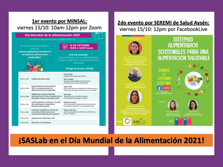uchilesaslab's tweet photo. Investigadoras de @uchilesaslab estarán en eventos especiales para el Día Mundial de la Alimentación 15/10/21 (🇨🇱):
-10am-12pm: @rebeccamkanter en un evento por @ministeriosalud via Zoom: https://t.co/2BqlyZefBb
-12pm: @boza_sofia en un evento por @SeremiSalud_XI via FBLive 
🌱🗣️ https://t.co/6DmU0ZiXzj