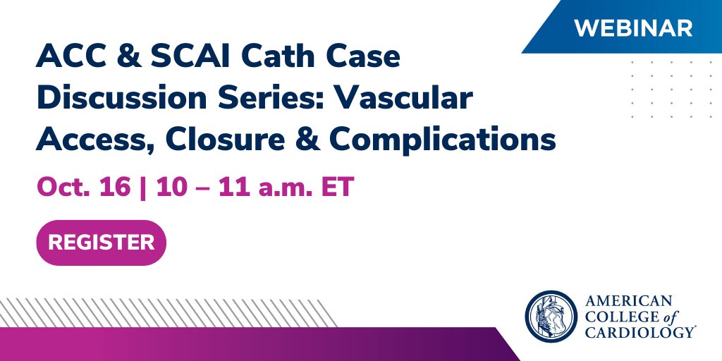 SCAI's tweet photo. Join SCAI and @ACCinTouch 10/16 at 10 am ET for another Cath Case Discussion webinar focused on vascular access, closure, and complications. No reg is needed to join https://t.co/rmE8lCNVEx

 @SJcardio @SanChris999 @HadyLichaaMD @DenadaPalmMD @maf204 @KimAtianzar @drnvanmieghem https://t.co/Sizh6dxOaB