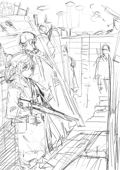 塹壕で戦闘準備するターニャを書きたかったので 