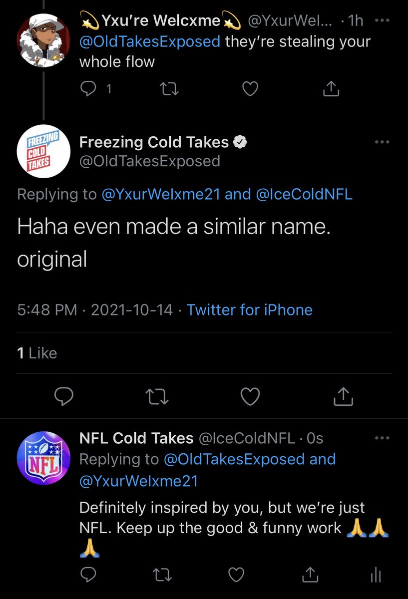 IceColdNFL's tweet photo. Shit huh. We’re just NFL not stealing flows here 😅😅 just too many cold takes to leave out https://t.co/VsZYFm6QIk