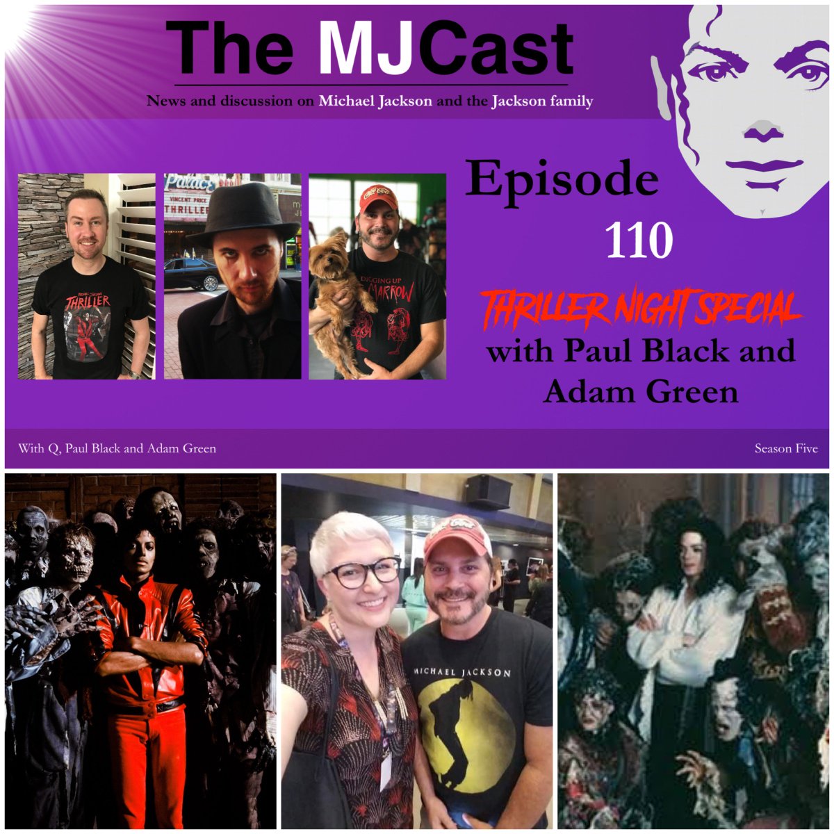 TheMJCast's tweet photo. It's #TheMJCastFlashback!
#ThrillerNight season is here, #MJFam!🎃👻
Let's #rewind to our #Ghosts &amp; #Thriller chat with @Adam_Fn_Green, Paul Black, &amp; @whatwastheQ, on #TheMJCast110.
Listen, &amp; subscribe!
-E💖
🟣https://t.co/myWHUGiXon
🟢https://t.co/cFC0aMogHn
#TheMJCastArchives https://t.co/odeb4D6Omw