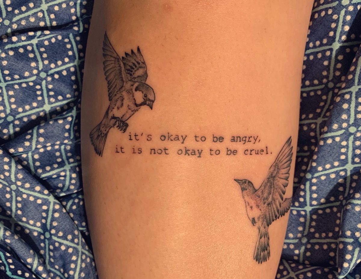 yhtbwl's tweet photo. new tattoo of a lark and a sparrow :] 

#dndads @dungeonsanddads @willbcampos https://t.co/gGBco37MGd