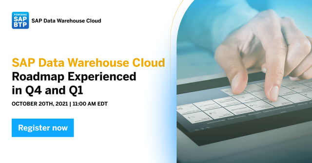 Join our Roadmap Experienced webinar on October 20th to get an overview of all the #SAPDataWarehouseCloud innovations coming your way in Q4 and Q1! bit.ly/3DJEx5A