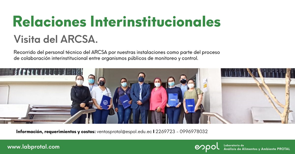 lab_protal's tweet image. Trabajamos conjuntamente con el ARCSA, mediante el convenio de colaboración interinstitucional para la industria local.

#ARCSA #labprotal #laboratorio #alimentos #ambiente #protal #espol #convenio #servicios #analisis #ecuador

Visita nuestra web labprotal.com