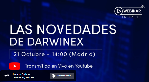 ruizdegordoa's tweet photo. Deseando que llegue el próximo 21 de Octubre a las 14 horas (CET) para conocer de primera mano las novedades que nos pueda ofrecer @Darwinex_es 
Apúntense https://t.co/xS2knaQ2Ku haciendo click en la campanita 🔔 https://t.co/Q2jCpdgGVX