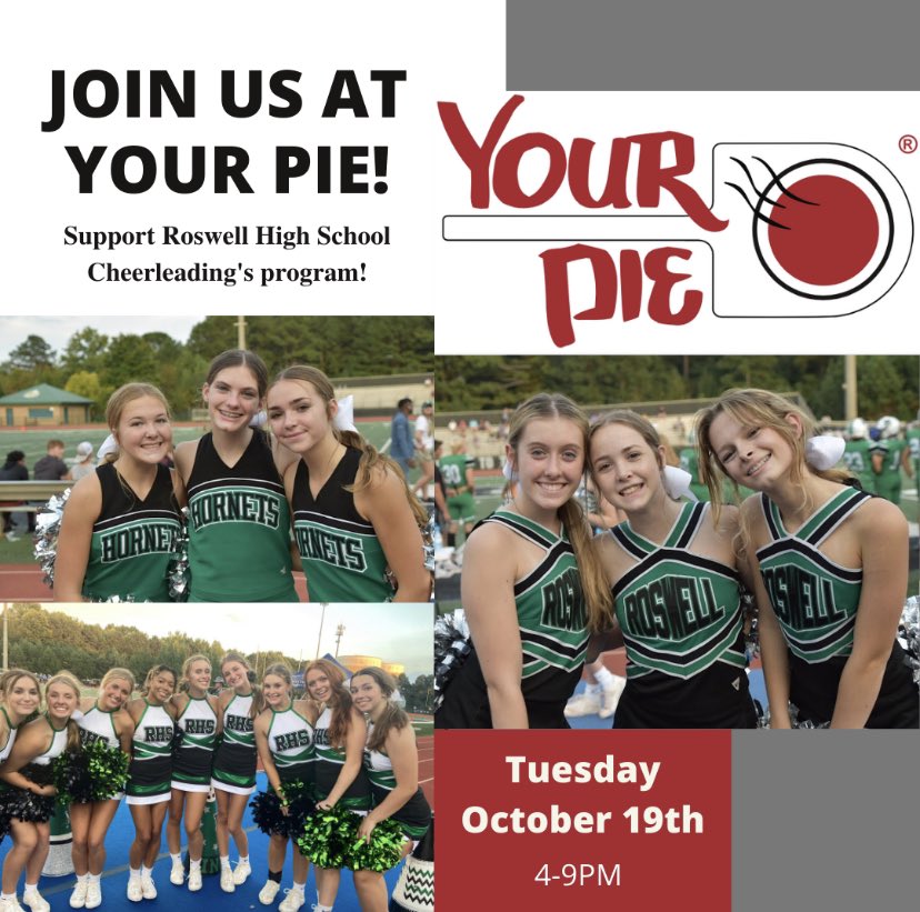 We’re so excited to announce our upcoming Spirit Night at YourPie this Tuesday, October 19th! A portion of all proceeds will help support our program! Please come out between 4-9 and enjoy some delicious pizza! 🍕🎀