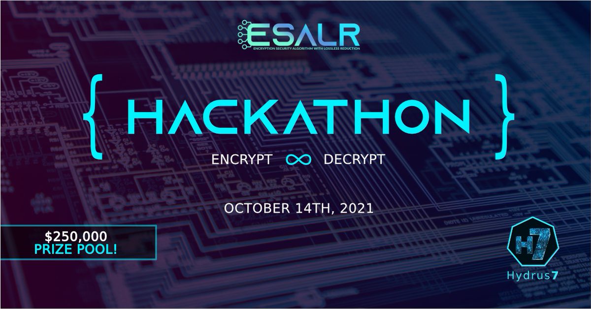 bemyapp's tweet photo. Last call for participants at #hydrus7hack! The #hackathon is going on today, Oct 14, in a completely virtual format. Decrypt @Hydrus7Labs’ “unbreakable” blockchain algorithm and take home $250k. https://t.co/Dle2jS9VXE https://t.co/hyBoRauYtM