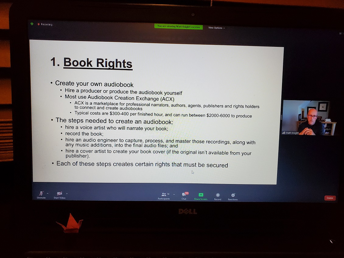STLpublishers's tweet image. Enlightening talk last night with writer, intellectual property rights lawyer @MattKnightBooks at our monthly member meeting, mostly about audiobooks and the rights you need-especially if you use music. #writingcommunity mattknightbooks.com