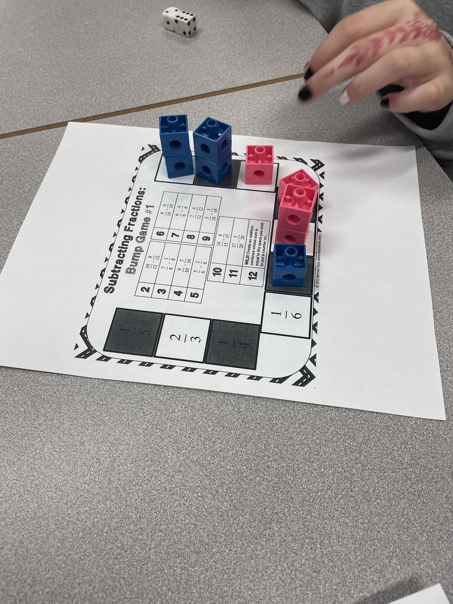 Londyn_Irving's tweet image. Who said Fun and Math can’t be in the same sentence??  My new favourite activity to practice adding and subtracting fractions, BUMP!  #math9 #BUMP #RHS