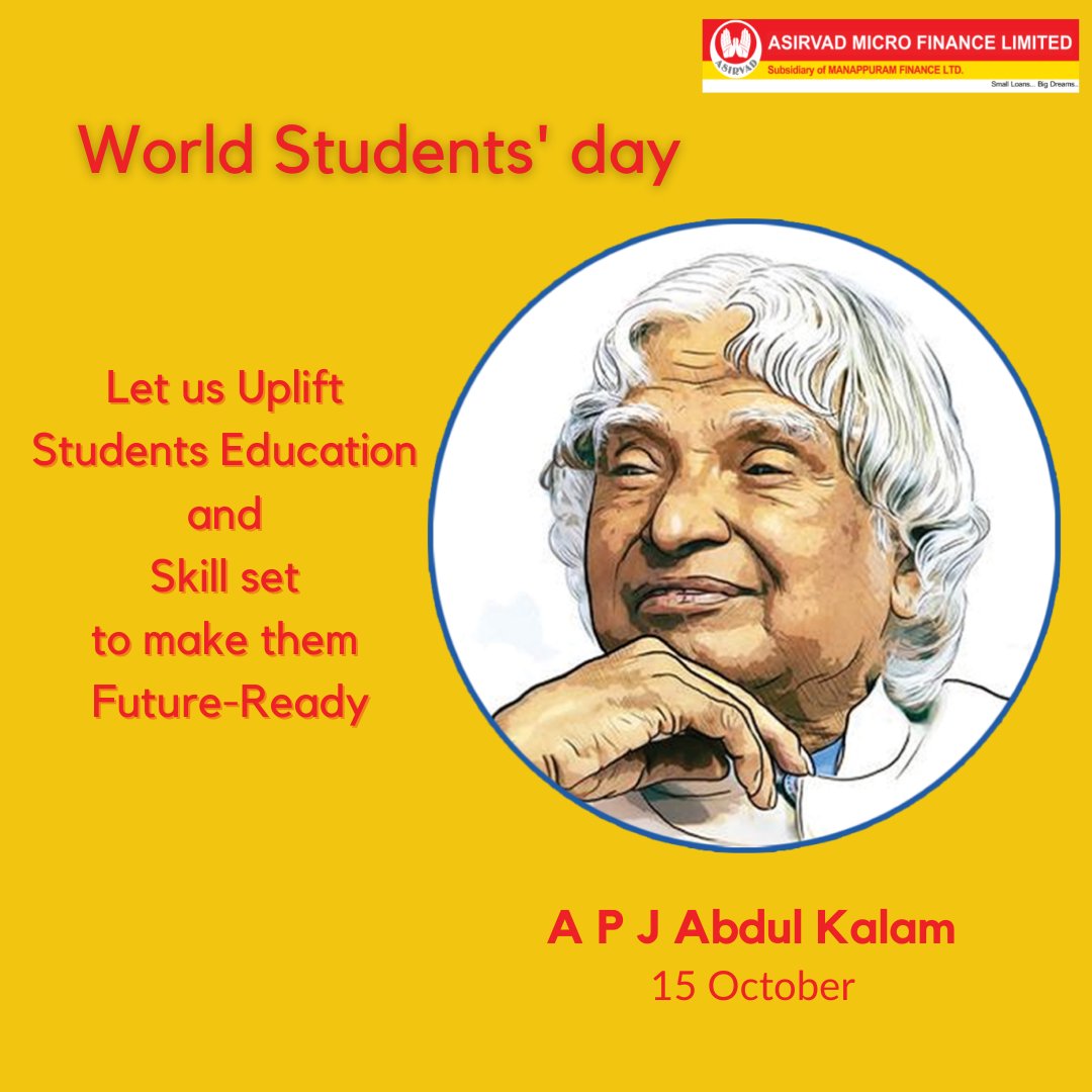 World Students' Day
#WorldStudentsDay #asirvadmicrofinanceltd #GiveEducation #asirvad