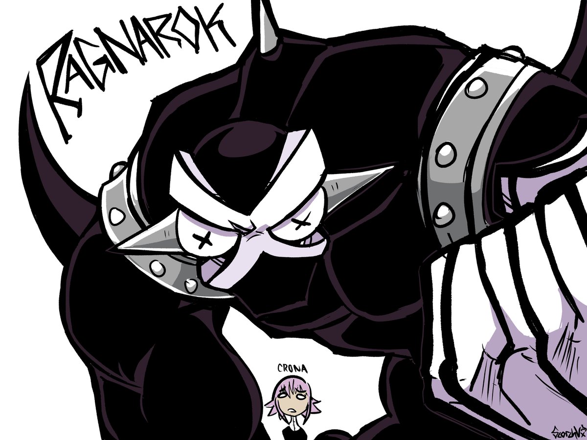 Can't believe it took me this long to do Soul Eater fanart jesus christ  aaaaaa Here's a doodle of Ragnarok and Crona from Soul Eater!, image size:1200x900