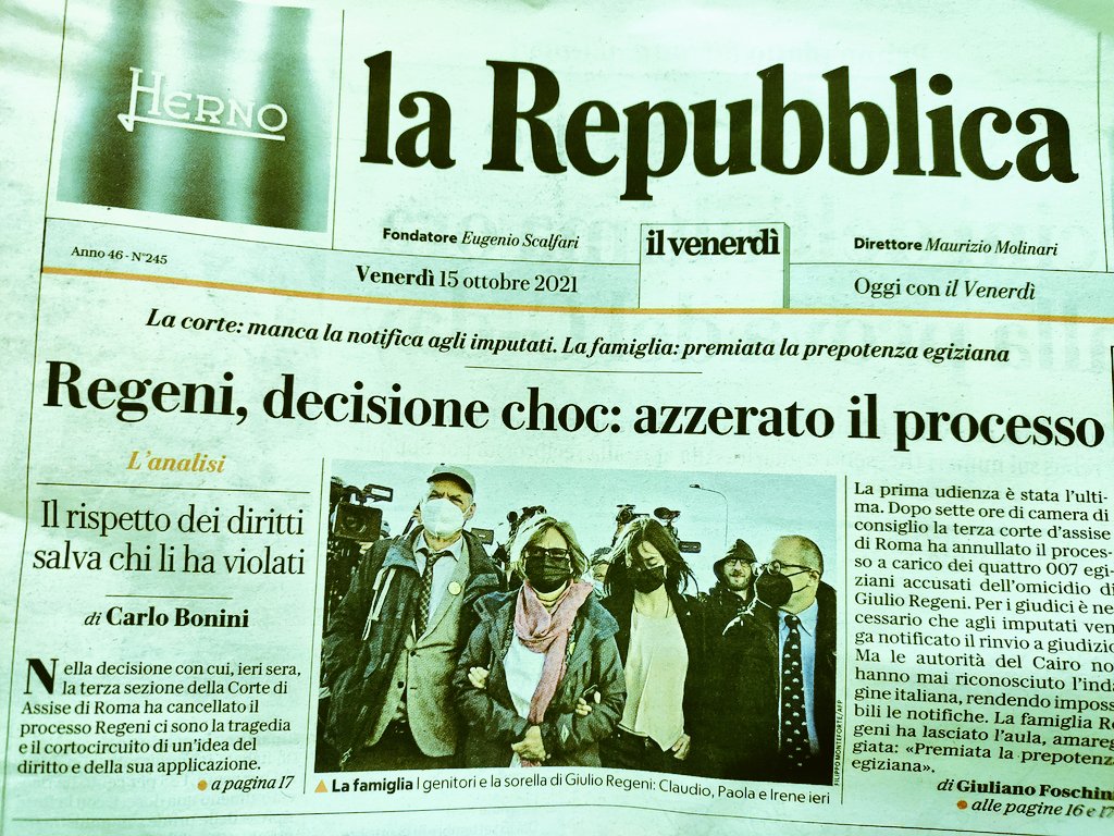 feltrinellied's tweet photo. Focus su #ilprocessoRegeni a cura di @carlobonini su @repubblica #GiulioFaCose @PaolaDeffendi #ClaudioRegeni #IoStoConGiulioRegeni https://t.co/9vMPvRzw1z