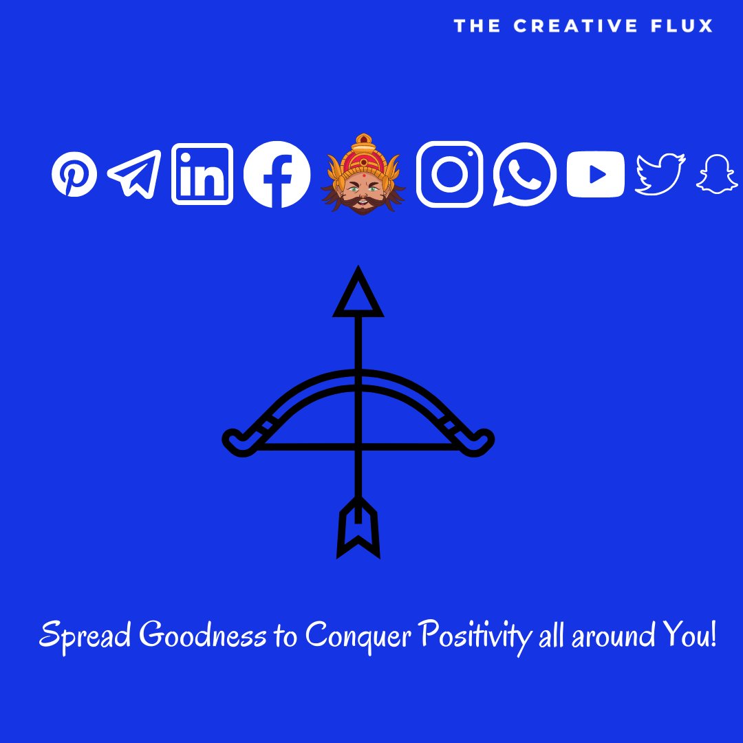 TheCreativeFlux's tweet photo. Let's Spread Good &amp; Affirmative Content on our Social Media and Attract The Positivity! ✌

Happy Dussehra! 🙏

#Dussehra #Dusshera #Dussehra2021 #Dasara #socialmedia #tcf https://t.co/gXhaeWACAy