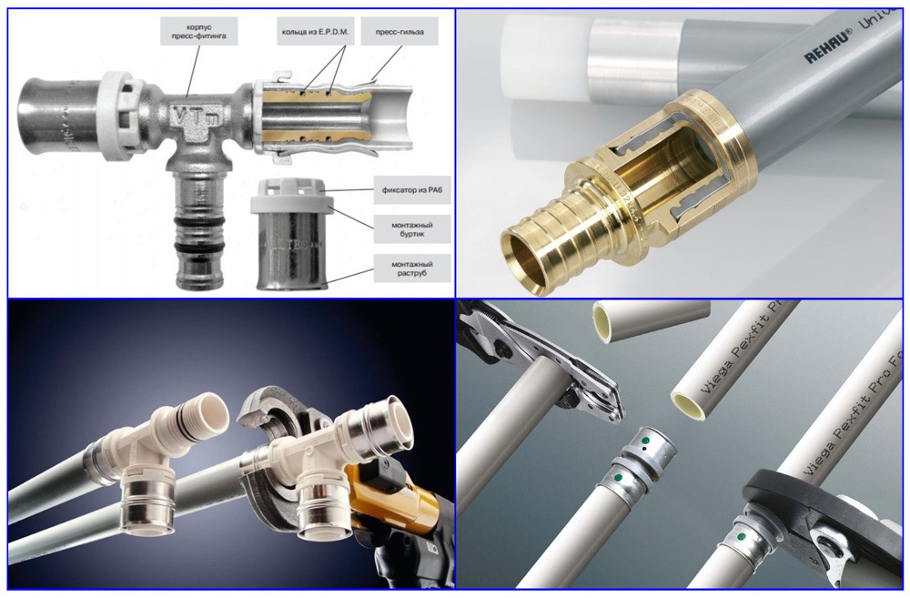 Различные соединения труб. Фитинги для металлопластиковых и PEX труб. Схемы монтажа металлопластиковых труб. Фитинги для металлопластиковых труб и труб из сшитого полиэтилена.