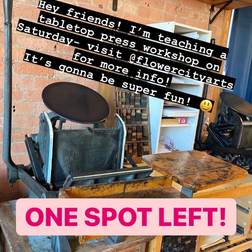 printclubroc's tweet photo. Moon Rabbit Press is in Rochester, NY
One space just opened up in my tabletop workshop this Saturday! If you’re local and want to sign up, contact @flowercityarts right now! It’ll be super fun! 😀
#MoonRabbitPress #Letterpress #Linocut #RochesterNY #IndependantArtist https://t.co/D3E76ddHWF