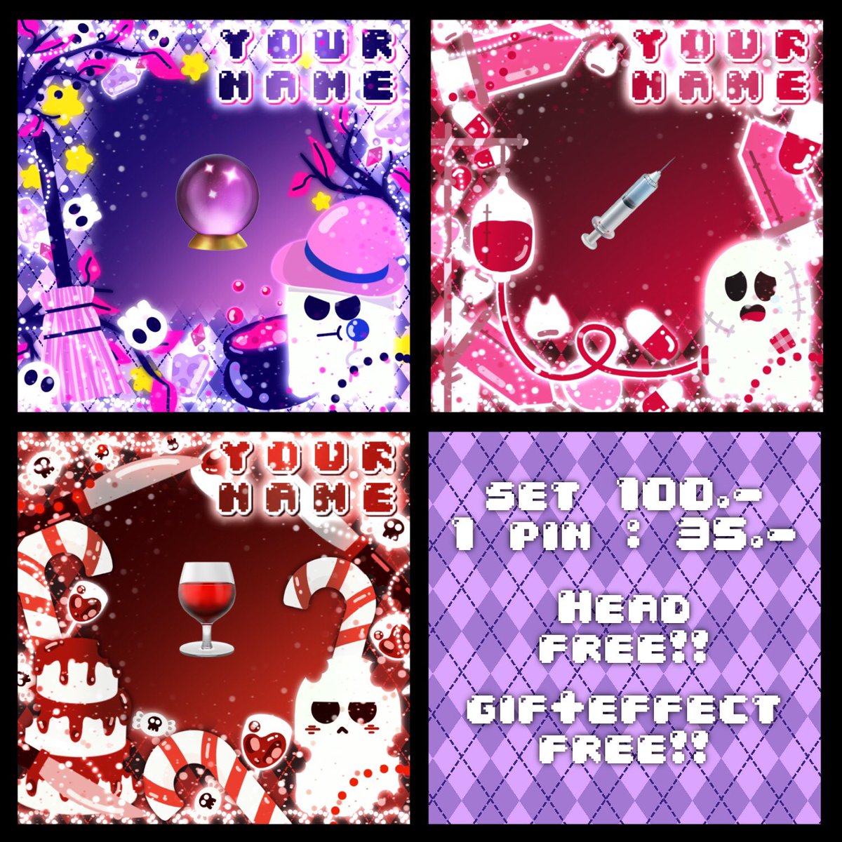 พินฮาโลวีนน้องกุ๊กกู๋มาแย้วค้าบบบ👻

Set 3 pin : 100 ฿
1 pin : 35 ฿

- ใส่gif effectให้ฟรีค้าบ
- เอาแค่กรอบไปใส่gifเองก็ได้งับ
- มีเฮดให้ค้าบ
- กรอกฟอร์มส่งมาทางเดมได้เนย

ฟอร์มสั่ง , ดูงานชัดๆ + เฮดข้างล่างเยย

#พื้นที่โปรร้าน #ร้านฟอร์บอท