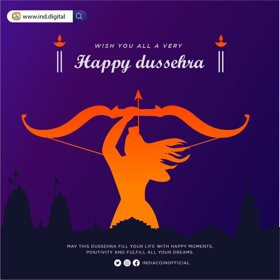 Indiacoin_IND's tweet photo. May Lord Rama keep lighting your path of success and may you achieve victory in every phase of life. Jai Shri Ram. Happy Dussehra!

#INDToken #IndiaCOin #dussehra #navratri #happydussehra #festival #india #durgapuja #diwali #love #celebration #indianfestival #dussehraspecial https://t.co/bFbFQXRJI9