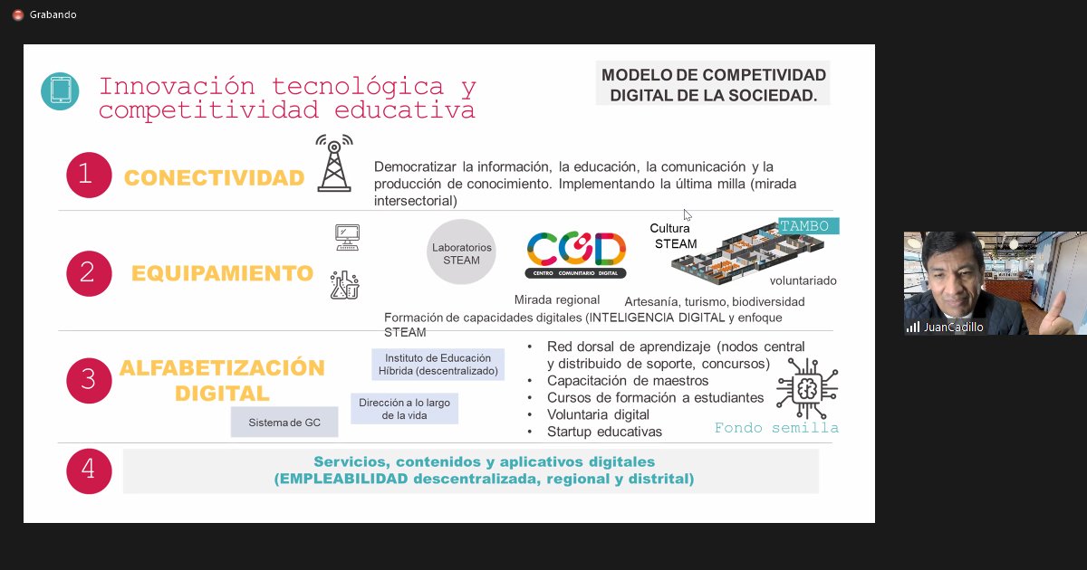chuamant's tweet photo. 4° sesión especialmente inspiradora en Módulo 3 #GobiernoDigital del #ProgramaTDDN. Visión aterrizada de Juan Cadillo sobre oportunidad de poner en forma eficaz tecnología a disposición de #EducaciónDigital. Proyecto Centros Comunales Digitales (CCD) debe seguir @MineduPeru https://t.co/4TSJHq1ySo