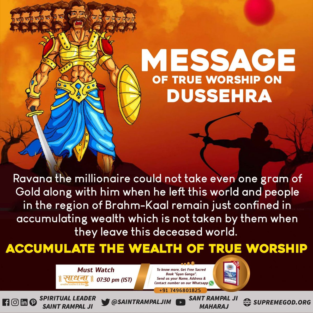Kumarvikash86's tweet image. #MsgOfAadiRamOnDussehra
Do you know Kabir Saheb is only Aadi Ram.
He is only immortal God 
Sant Rampal Ji Maharaj