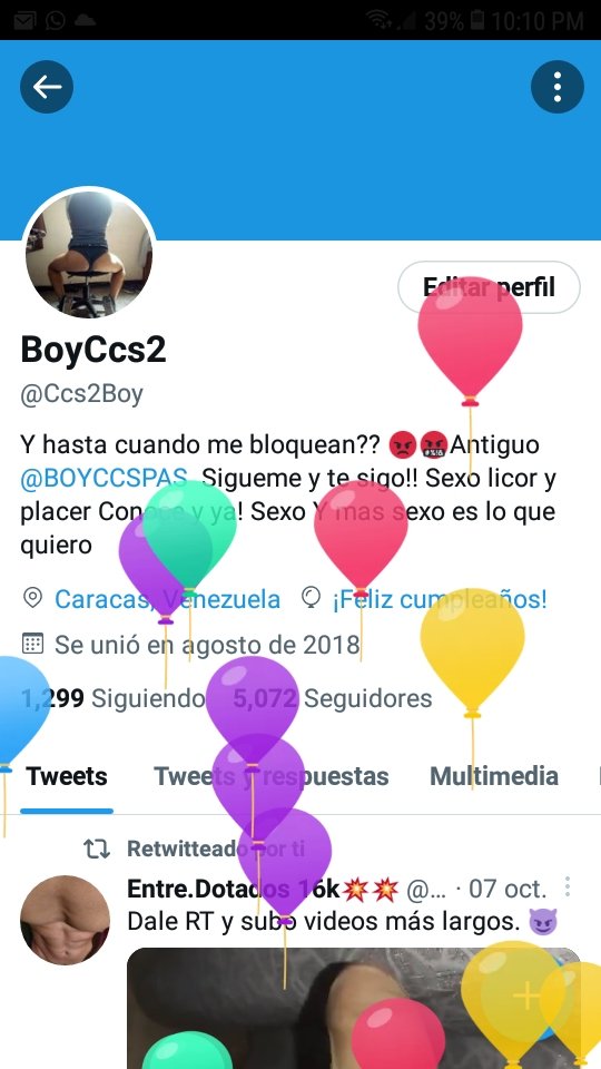 Ccs2Boy's tweet photo. Hoy mi perfil tiene globitos 
Feliz cumpleaños a mi https://t.co/Rx0OySYTnH