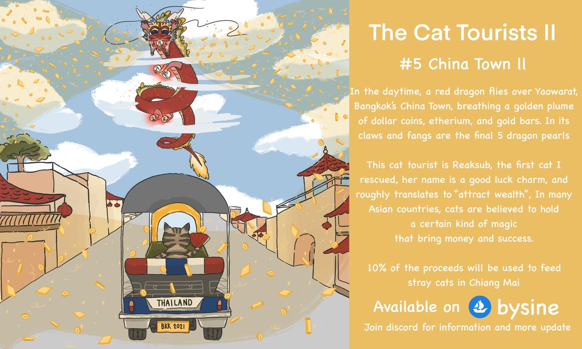 sinebysine_'s tweet photo. The Cat Tourists ll @opensea 🌊
#2 #3 #4 #5 are dropped ✨

0.05 💎

Inspired by 4 stray cats I rescued and 10 % of each proceeds will be used to feed stray cats in Chiang Mai
Check out or join discord ⬇️
https://t.co/NmRSQVhASZ
More in the thread🔻 https://t.co/OgqDptaWyK