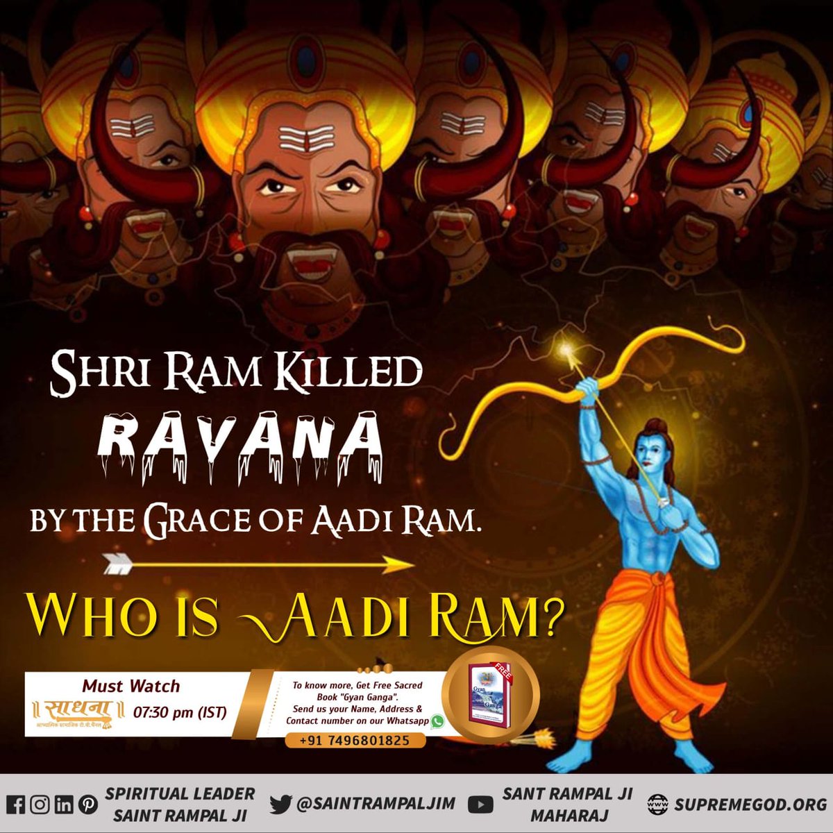 Diwakar81871188's tweet photo. Message of true worship on Dussehra
Listening to the viewpoint of Sant Rampal ji Maharaj million of people have given up all kinds of additions. Quitting all vices, they are doing true bhakti and leading a pure life.🙏

#MsgOfAadiRamOnDussehra https://t.co/qccacnQ9h0