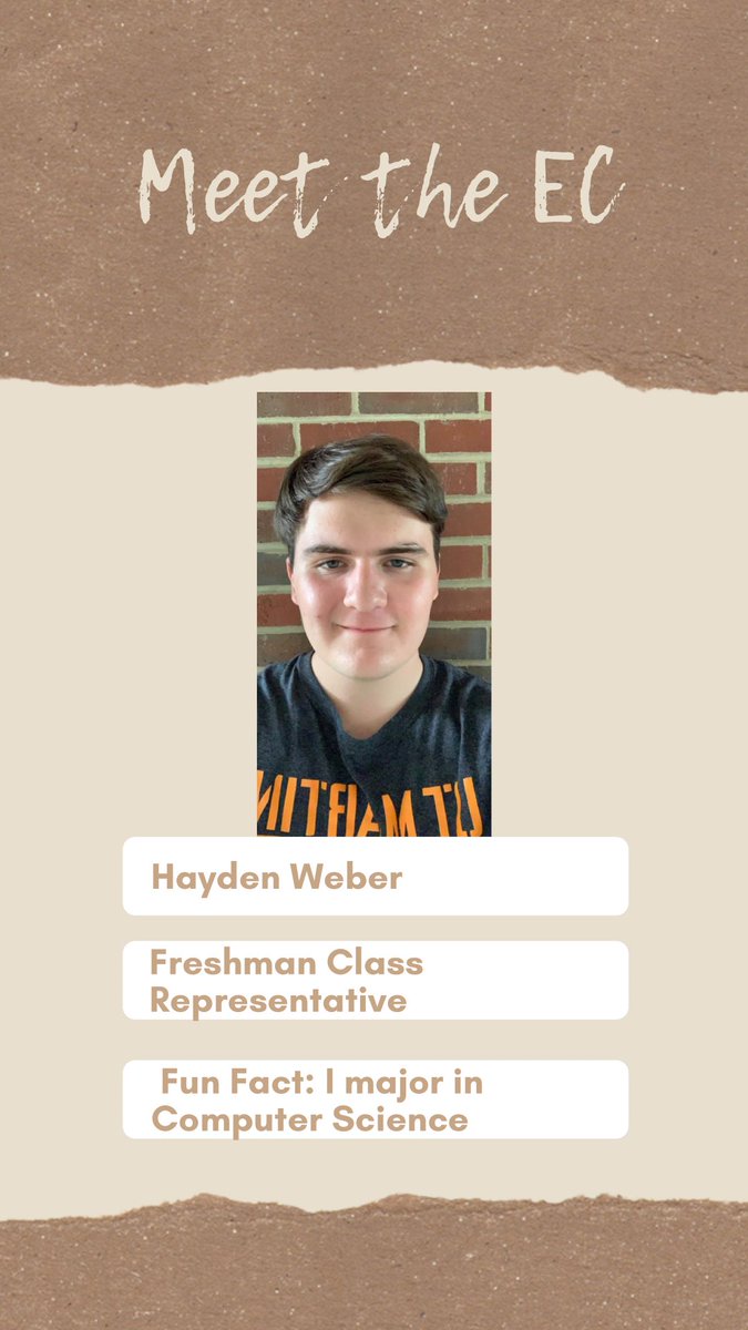 Meet our EC members every Thursday! First up, Hayden our freshman council rep!