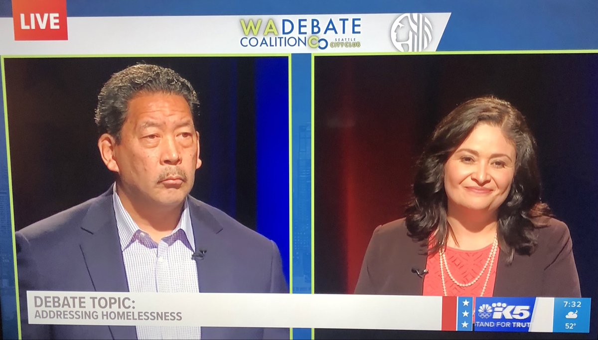 SocialWorkerPD's tweet photo. It’s really painful to watch the split screen of both candidates for #Seattle mayor on tonight’s debate. @MLorenaGonzalez has this creepy continuous grin, like she’s on a blooper reel. She also reminds me of a character on #SNL Just can’t place her. @bruceforseattle #SeaMayor https://t.co/xl2gXMLP5Y