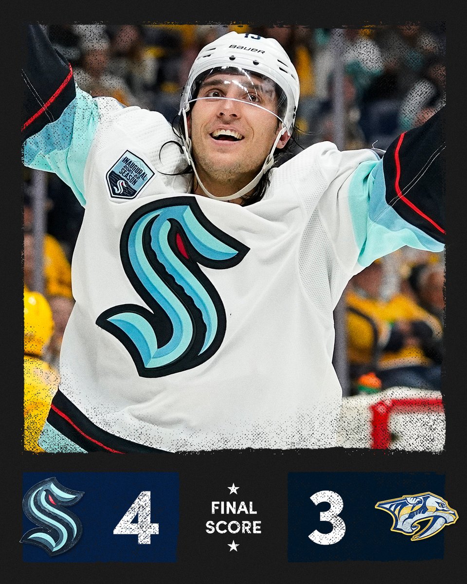 SportsCenter's tweet photo. KRAKEN GET THEIR FIRST WIN IN TEAM HISTORY 🦑🚨 @SeattleKraken https://t.co/OAHfZIdAhx