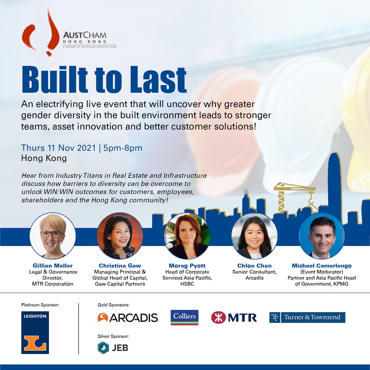 We are a proud gold sponsor to the <a href="/austchamhk/">AustCham Hong Kong</a> event Built to Last – Championing #GenderEquality and #Diversity in the Built Environment to uncover perceptions and barriers to career progression women and other gender minority groups face working in the #builtenvironment.